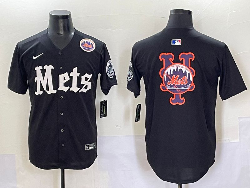 Men 2025 New York Mets Blank Black Five generations Joint Name Nike MLB Jersey style 8->new york mets->MLB Jersey